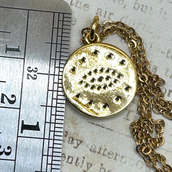 Yellow Gold Plated Evil Eye Symbol Pendant Charm Necklace With Clear Stones - Picture 3 of 9